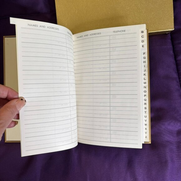 Vintage Otagiri Japan Gold Lacquerware Address Book A-Z Tabs Bamboo Design Box - Picture 5 of 7